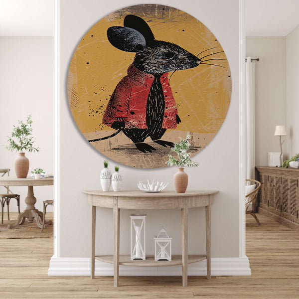 Modern muis in rood jasje met stropdas forex muurcirkel