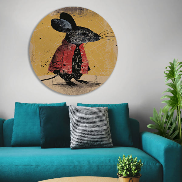 Modern muis in rood jasje met stropdas forex muurcirkel