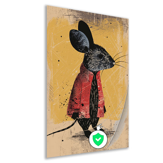Modern muis in rood jasje met stropdas poster