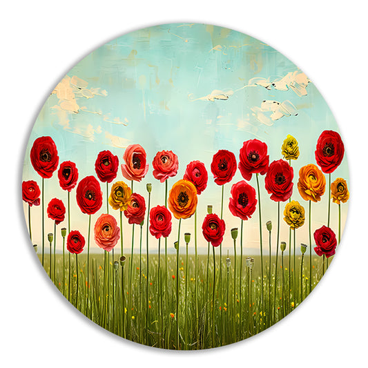 Levendige bloemen tegen blauwe lucht forex muurcirkel
