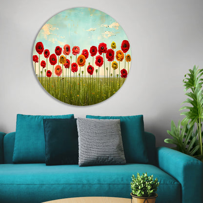 Levendige bloemen tegen blauwe lucht forex muurcirkel