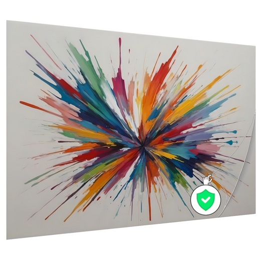 Kleurexplosie: Abstracte Symfonie in Levendige Tinten poster