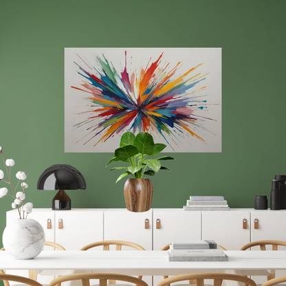 Kleurexplosie: Abstracte Symfonie in Levendige Tinten canvas met baklijst
