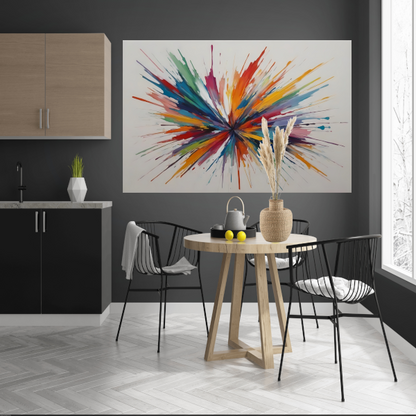 Kleurexplosie: Abstracte Symfonie in Levendige Tinten canvas met baklijst