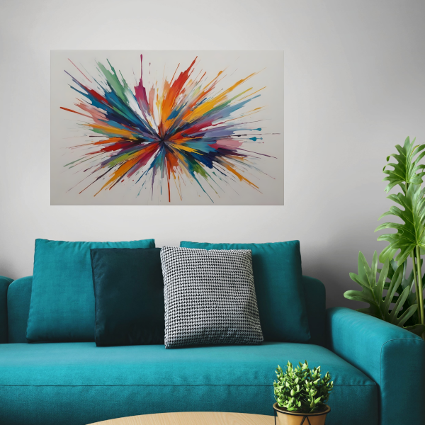 Kleurexplosie: Abstracte Symfonie in Levendige Tinten canvas met baklijst