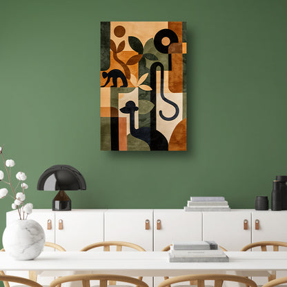 Stilistische Dieren en Planten in Abstract Ontwerp canvas