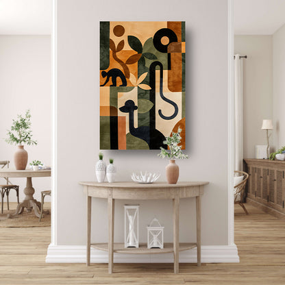 Stilistische Dieren en Planten in Abstract Ontwerp canvas