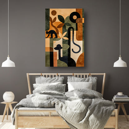 Stilistische Dieren en Planten in Abstract Ontwerp canvas
