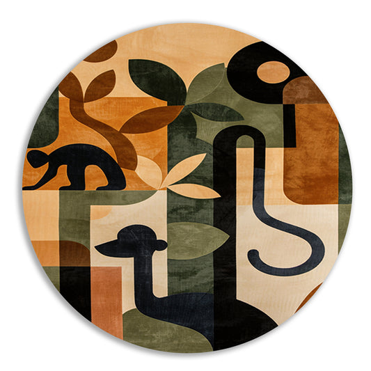 Stilistische Dieren en Planten in Abstract Ontwerp forex muurcirkel