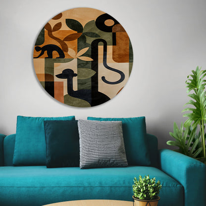 Stilistische Dieren en Planten in Abstract Ontwerp forex muurcirkel