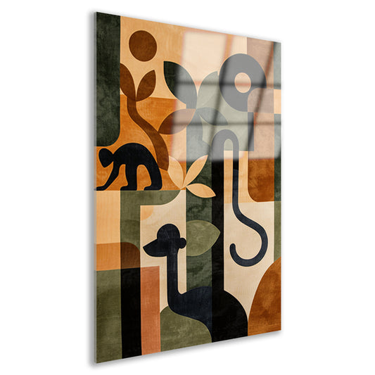 Stilistische Dieren en Planten in Abstract Ontwerp acrylglas