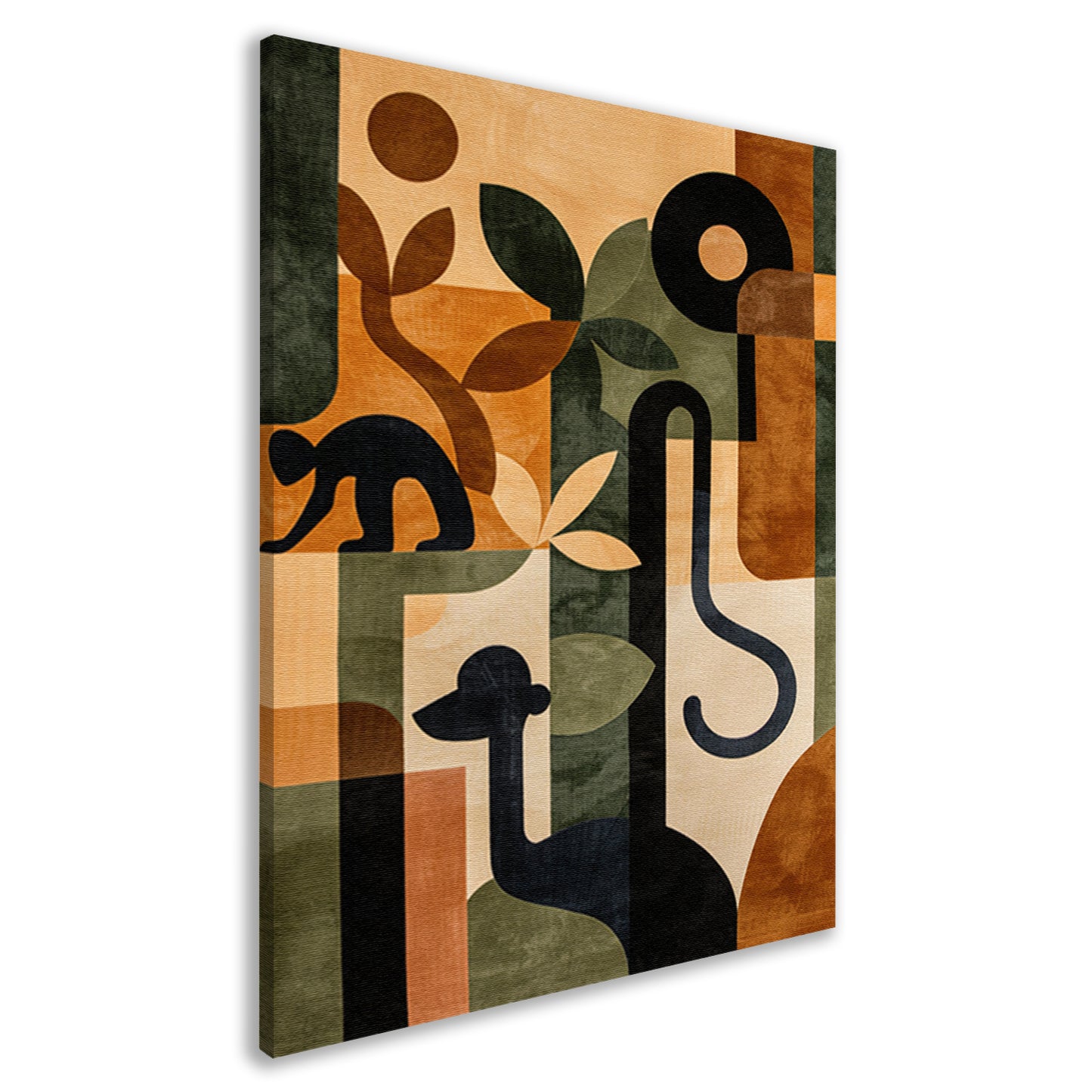 Stilistische Dieren en Planten in Abstract Ontwerp canvas