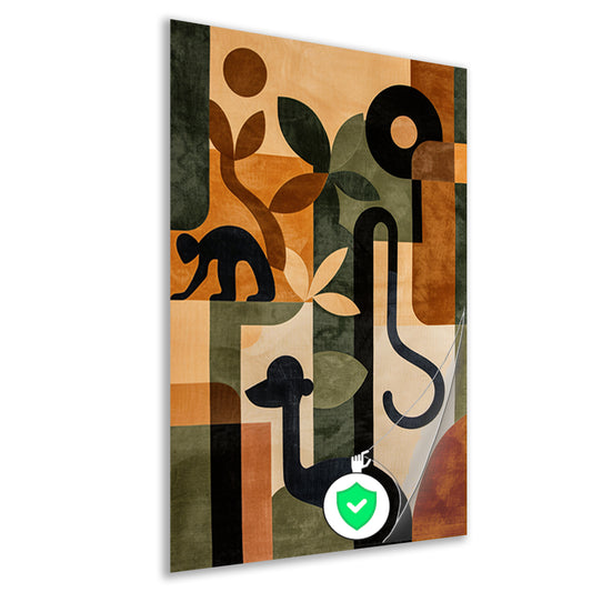 Stilistische Dieren en Planten in Abstract Ontwerp poster