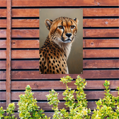 Hyperrealistisch Olieverf Cheetah Portret tuinposter