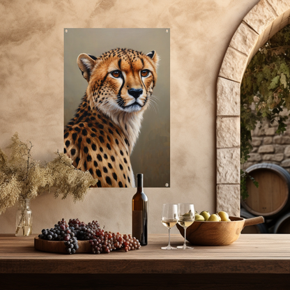 Hyperrealistisch Olieverf Cheetah Portret tuinposter