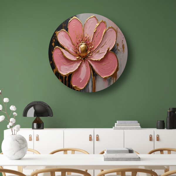 Roze Bloesem met Gouden Accenten forex muurcirkel