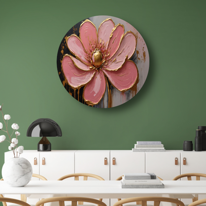 Roze Bloesem met Gouden Accenten forex muurcirkel