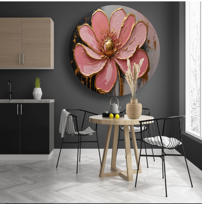 Roze Bloesem met Gouden Accenten forex muurcirkel