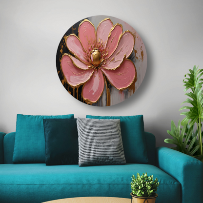 Roze Bloesem met Gouden Accenten forex muurcirkel