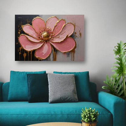 Roze Bloesem met Gouden Accenten poster