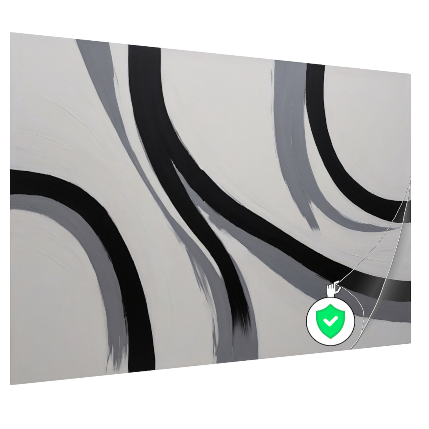 Zwarte lijnen op wit canvas abstract poster