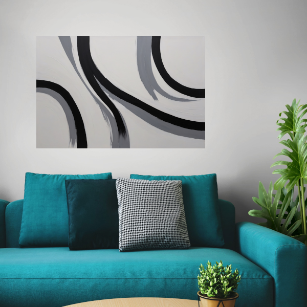 Zwarte lijnen op wit canvas abstract canvas