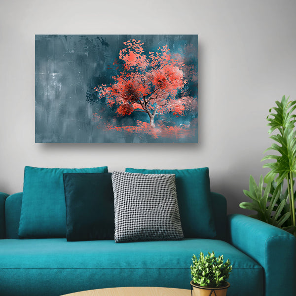 Prachtige digitale kunst van kleurrijke boom canvas met baklijst