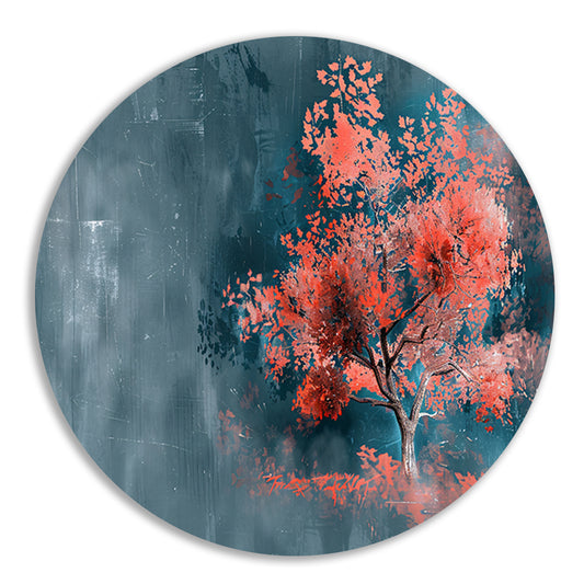 Prachtige digitale kunst van kleurrijke boom aluminium muurcirkel