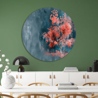 Prachtige digitale kunst van kleurrijke boom aluminium muurcirkel
