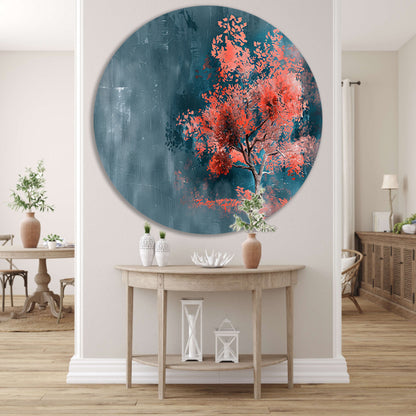 Prachtige digitale kunst van kleurrijke boom aluminium muurcirkel