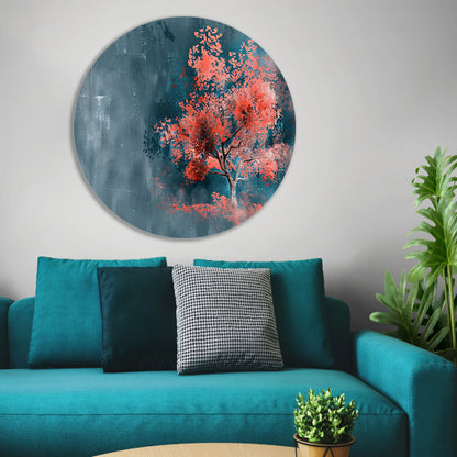 Prachtige digitale kunst van kleurrijke boom aluminium muurcirkel