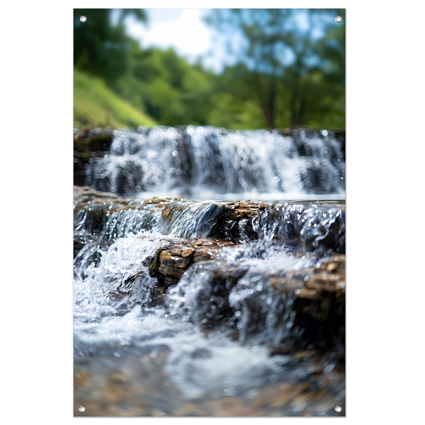 Monochrome Waterval in het Bos tuinposter