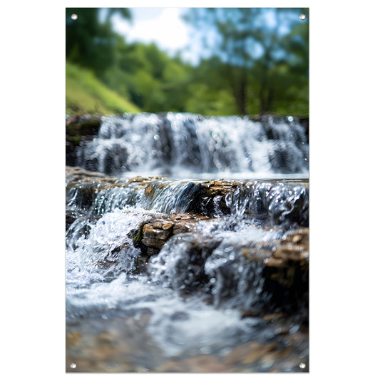 Monochrome Waterval in het Bos tuinposter