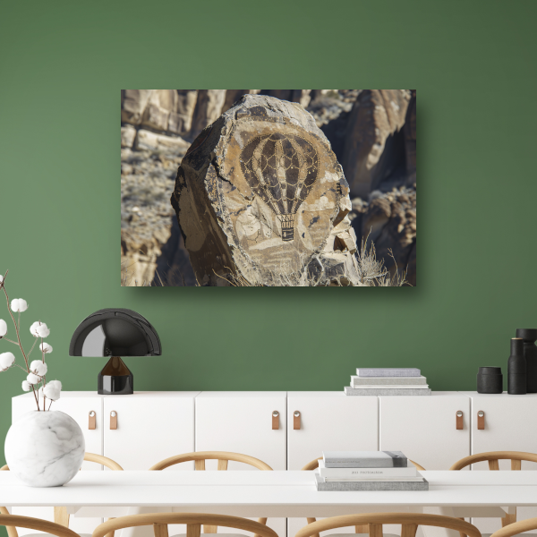 Luchtballon boven rots canvas met baklijst