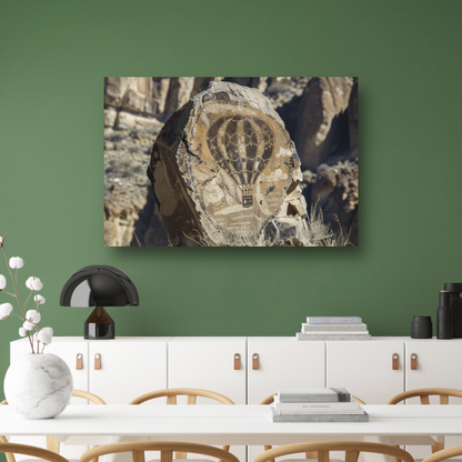 Luchtballon boven rots canvas met baklijst