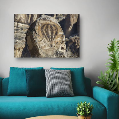 Luchtballon boven rots canvas met baklijst
