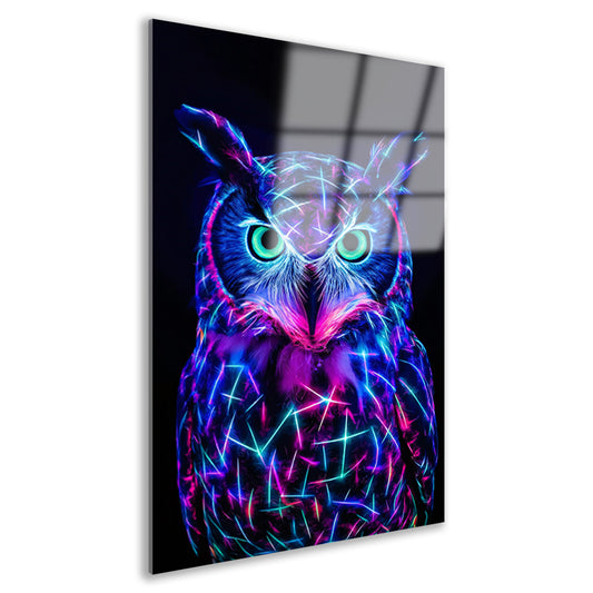 Neon uil met holografische kleuren  acrylglas