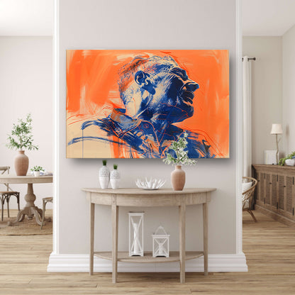 Abstract portret met dynamische kleurenposter