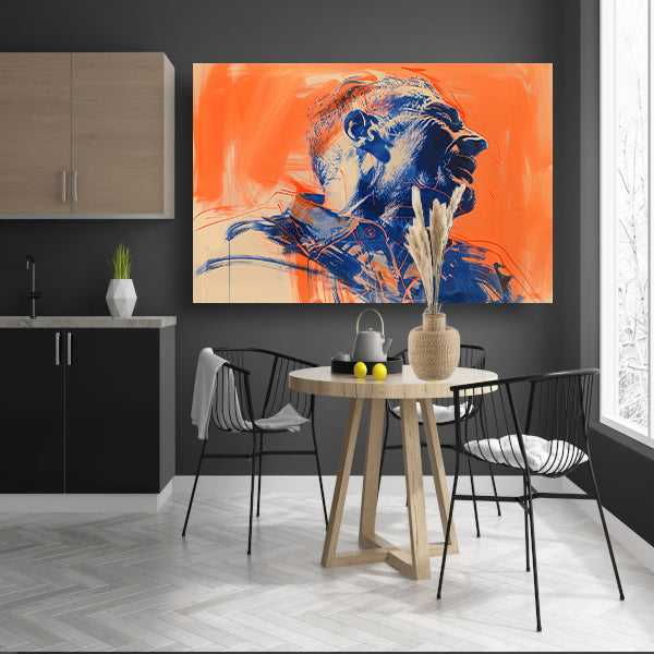 Abstract portret met dynamische kleurenposter
