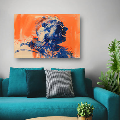 Abstract portret met dynamische kleurenposter