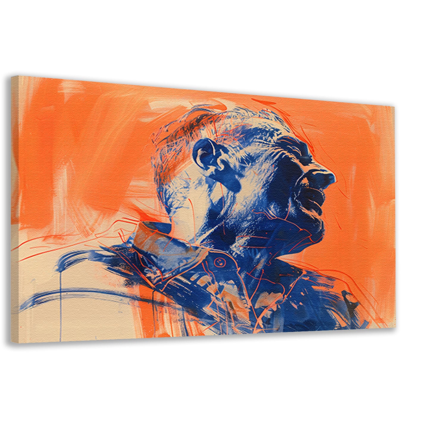Abstract portret met dynamische kleuren canvas