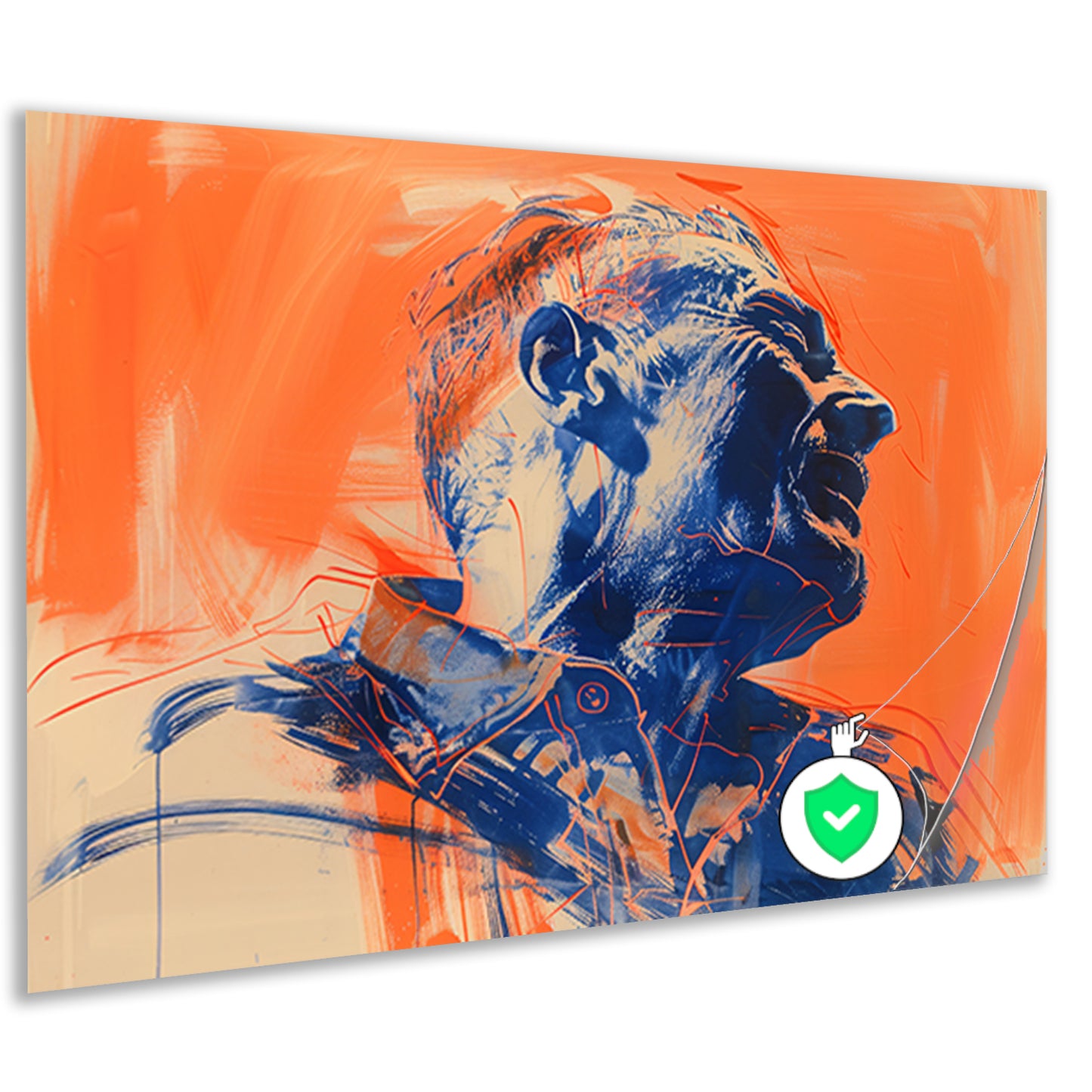Abstract portret met dynamische kleurenposter
