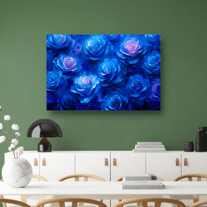 Abstracte kunst met blauwe rozen poster