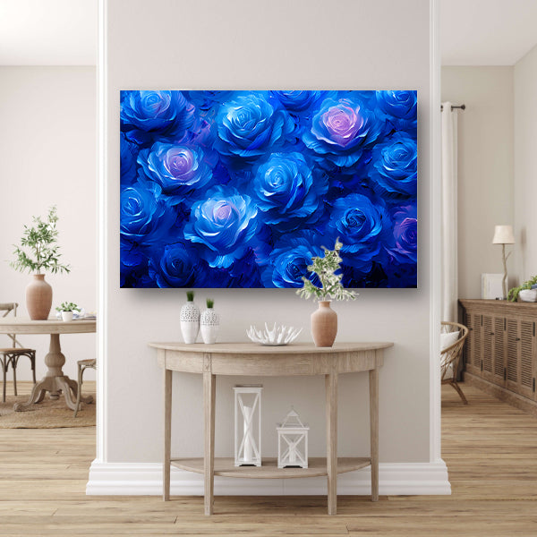 Abstracte kunst met blauwe rozen poster