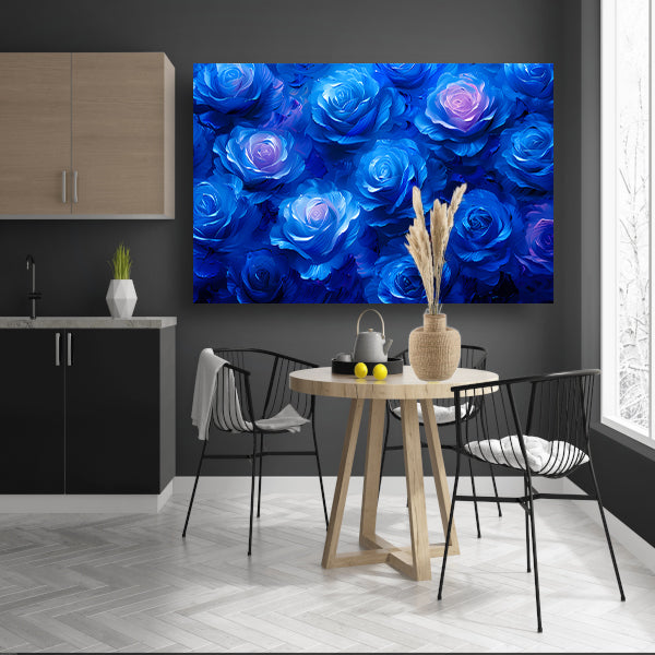 Abstracte kunst met blauwe rozen poster