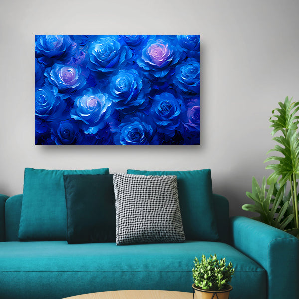 Abstracte kunst met blauwe rozen poster