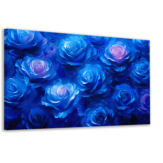 Abstracte kunst met blauwe rozen canvas