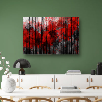 Abstract boslandschap met rode en zwarte kleuren acrylglas