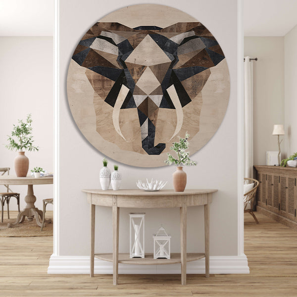 Monochrome Geometrische Olifant Kunstwerk forex muurcirkel