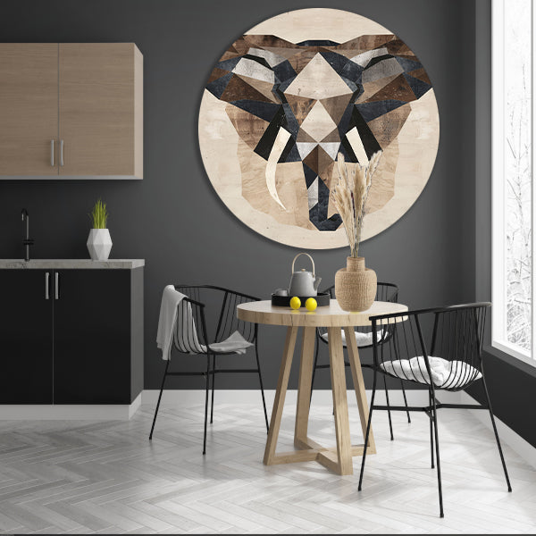 Monochrome Geometrische Olifant Kunstwerk forex muurcirkel